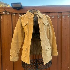 Suede Utility Jacket in Tan - Classic Four-Pocket Workwear Style